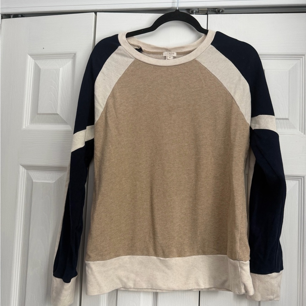 J. Crew Women’s Tan and Navy Raglan Sweater